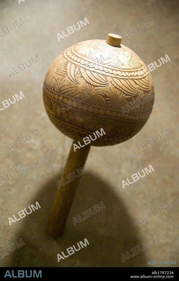 Mexico.Mexico city.National Museum of Anthropology.Nahuatl people culture. Musical instruments.