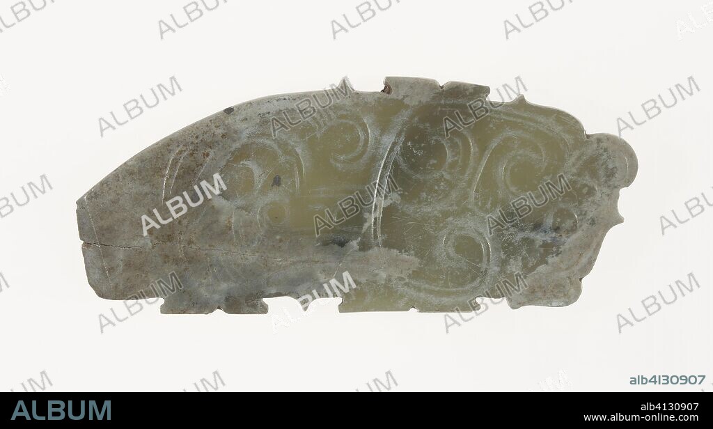 Plaque with Dragon Design. China. Date: 1100 BC-900 BC. Dimensions: 2 15/16 × 1 1/8 × 3/16 in. Jade. Origin: China.