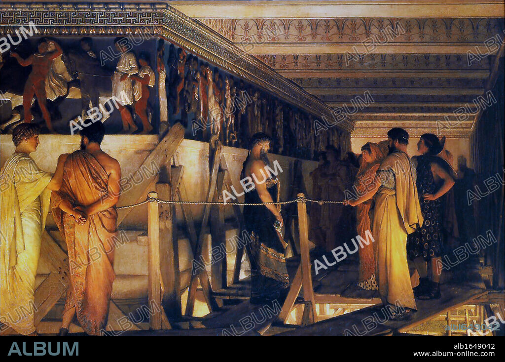 Sir Lawrence Alma-Tadema, Phidias showing the Parthenon Frieze to his Friends, Sir Lawrence Alma-Tadema(8 January 1836 - 25 June 1912) was one of the most renowned painters of late nineteenth-century Britain.