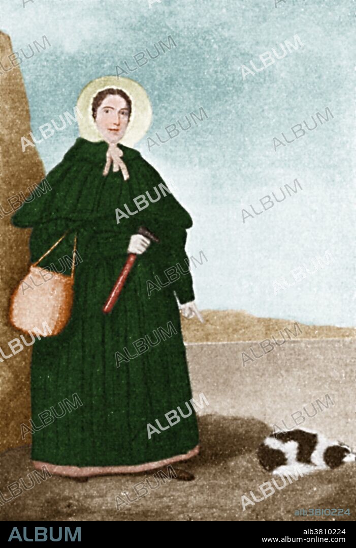 Mary Anning with her dog Tray, painted before 1842. The Golden Cap outcrop can be seen in the background. Anning (1799 -1847) was an English fossil collector, dealer and paleontologist who became known around the world for a number of important finds she made in the Jurassic Age marine fossil beds at Lyme Regis where she lived. Her work contributed to fundamental changes in scientific thinking about prehistoric life and the history of the earth that occurred in the early 19th century. Among her many other discoveries, Anning is credited with finding the first specimen of Ichthyosaurus acknowledged by the Geological Society in London. She died of breast cancer in 1847.