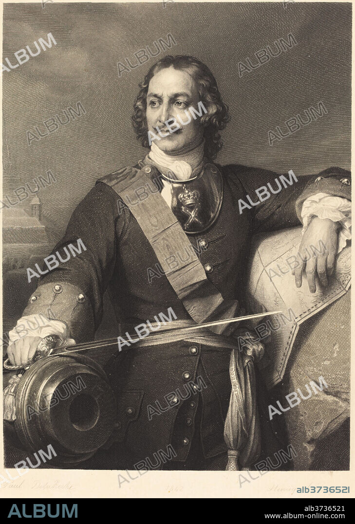 LOUIS-PIERRE HENRIQUEL AFTER PAUL DELAROCHE. Peter the Great of Russia. Medium: engraving.