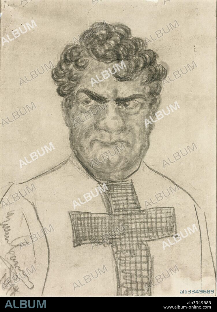 ENRICO CARUSO. Self caricature in the role of Don Alvaro in Opera