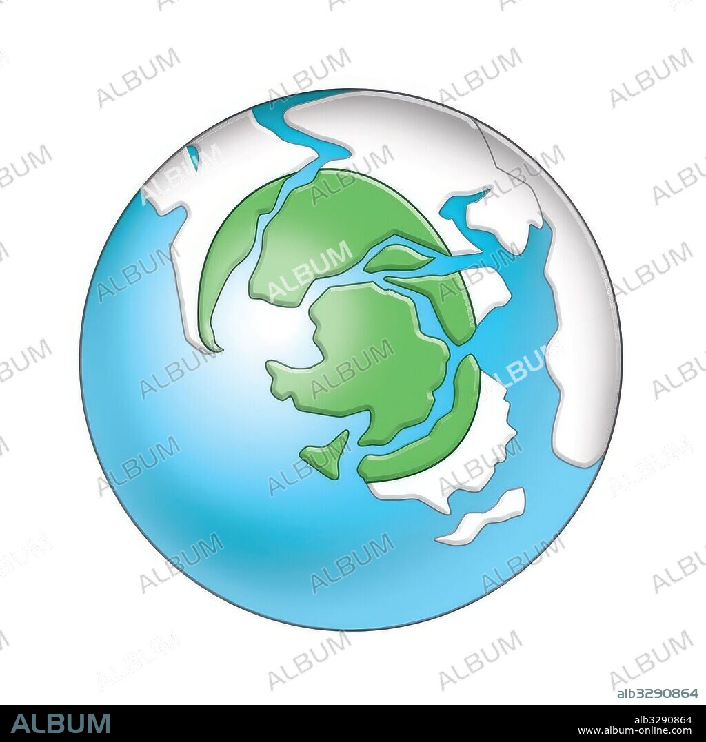 Continental Drift. Paleoclimatic evidence. Glaciation of Gondwana 250 million years ago. In green areas covered by ice in the Carboniferous.