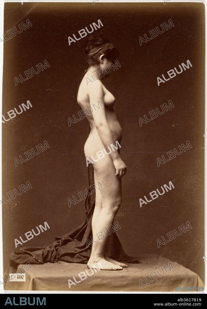 Young Woman, Nude, Full Figure in Profile]. Artist: Unknown (French); Date:  1860s; Medium: Albumen, Stock Photo, Picture And Rights Managed Image.  Pic. MPN-143923