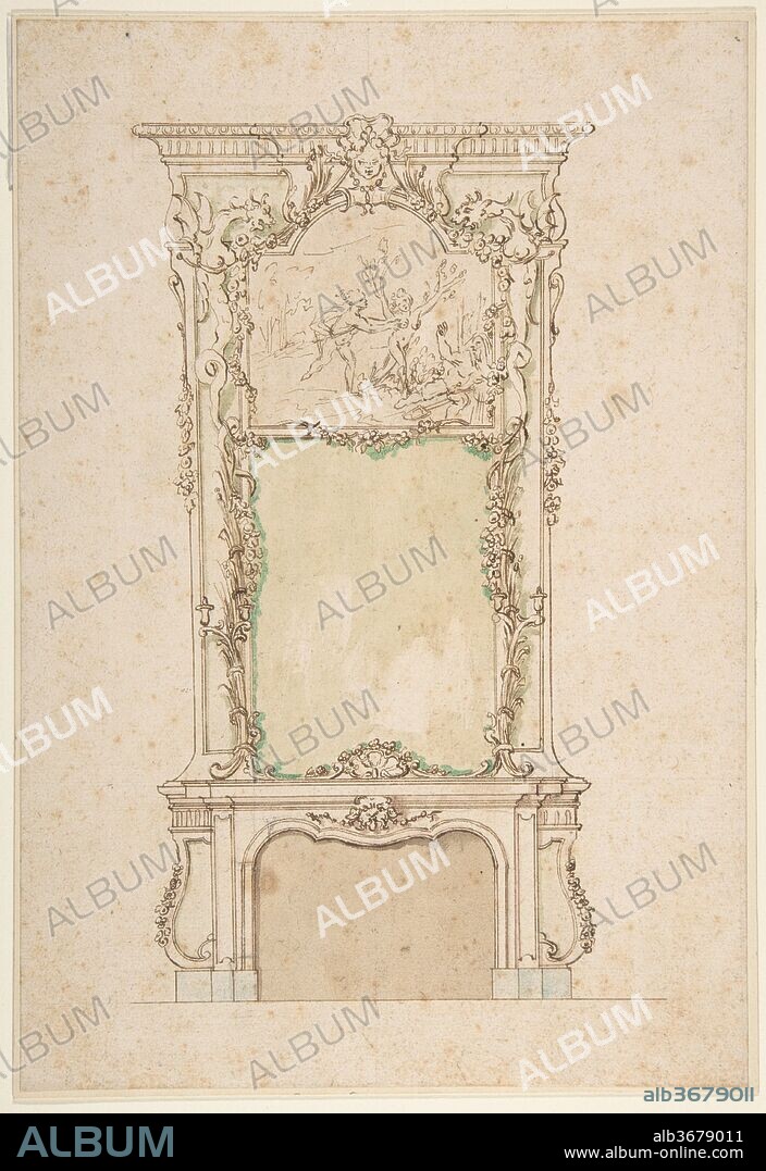 Design for Chimney Piece. Artist: Anonymous, Italian, 18th century. Dimensions: 10-3/8 x 7-1/8 in. Date: 18th century.