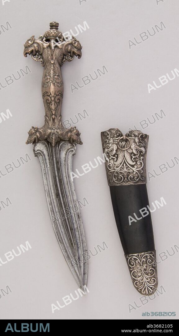 Dagger with Sheath. Culture: Sri Lankan. Dimensions: H. with sheath 12 5/8 in. (32.1 cm); H. without sheath 12 1/4 in. (31.1 cm); H. of blade 7 in. (17.8 cm); W. 2 5/8 in. (6.7 cm); Wt. 12.4 oz. (351.5 g); Wt. of sheath 2.8 oz. (79.4 g). Date: ca. 1700.