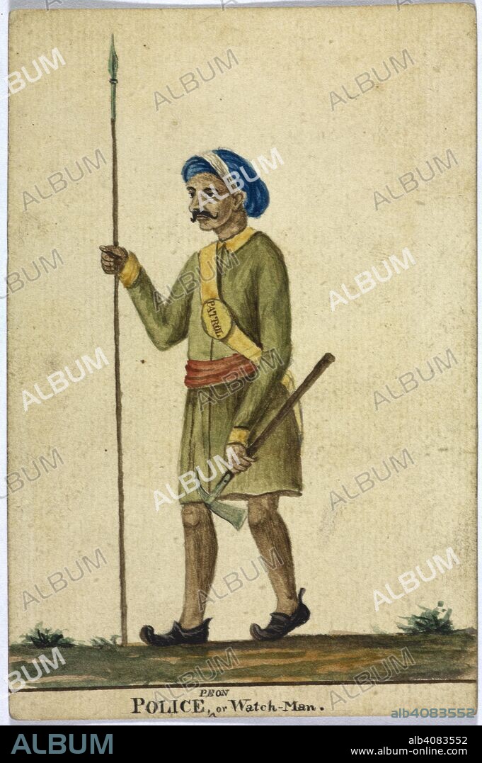 Police, Peon or Watch-man. Bombay Views and Costume. 1810-11. India. Source: WD 315 no.48.