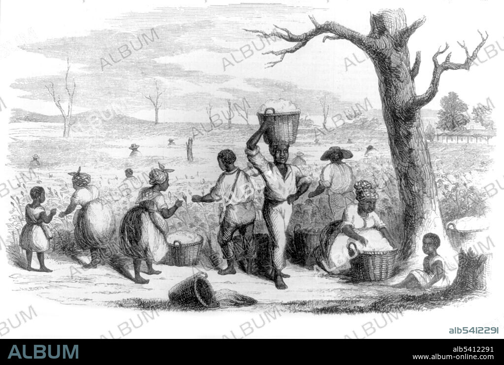 Picking cotton on a Georgia plantation. Slavery in the United States was the legal institution of chattel slavery that existed in the United States of America in the 18th and 19th centuries. After the Revolutionary War, abolitionist laws and sentiment gradually spread in the Northern states, while the rapid expansion of the cotton industry from 1800 led to the Southern states to depend on slavery as integral to their economy. By 1850, the South was exporting over one million tons of cotton annually to the hungry textile mills of England. Cotton was king in the South and its increased labor demands invigorated the institution of slavery. By the beginning of the Civil War over 3 million slaves tilled the South's soil. No artist credited, 1858.