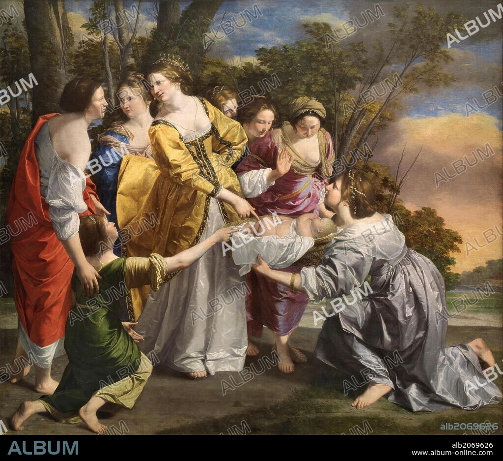 ORAZIO GENTILESCHI. Orazio Lomi de Gentileschi / 'Moses saved from the waters', 1633, Italian School, Oil on canvas, 242 cm x 281 cm, P00147.