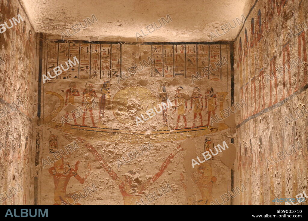 Tomb KV9 in Egypt's Valley of the Kings was originally constructed by Pharaoh Ramesses V. He was interred here, but his uncle, Ramesses VI, later reused the tomb as his own. The layout is typical of the 20th dynasty - the Ramesside period 1145 BC.