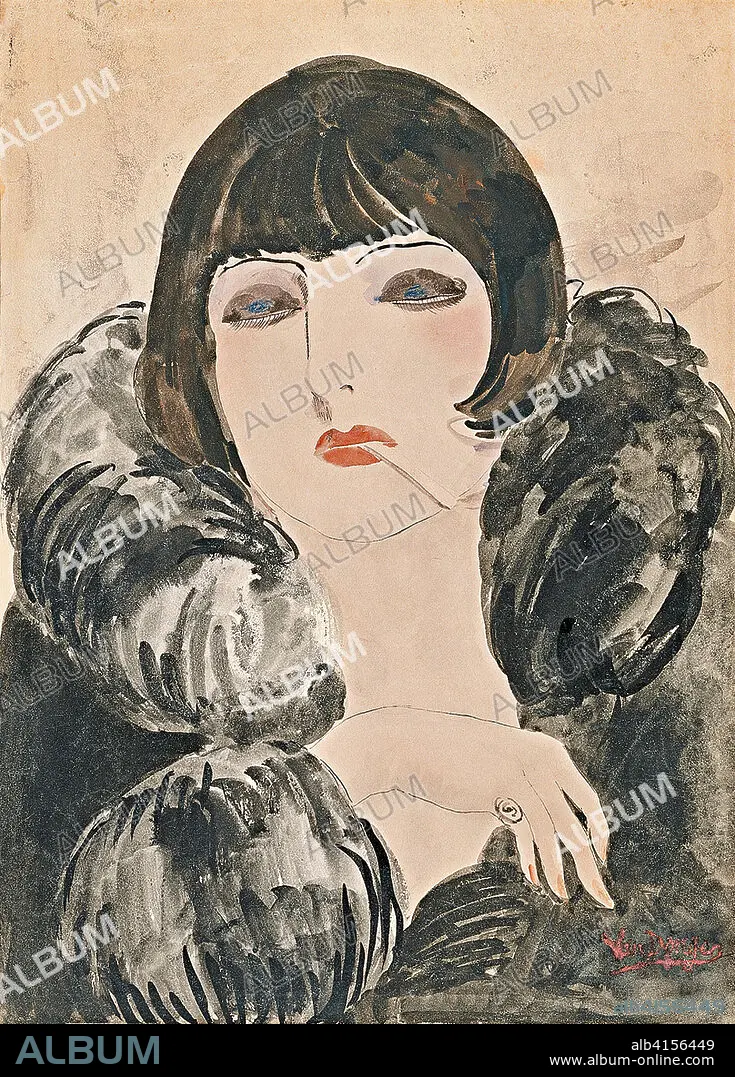Portrait of a woman with a cigarette (Kiki de Montparnasse) - Dongen, Kees  van. Museo Nacional Thyssen-Bornemisza