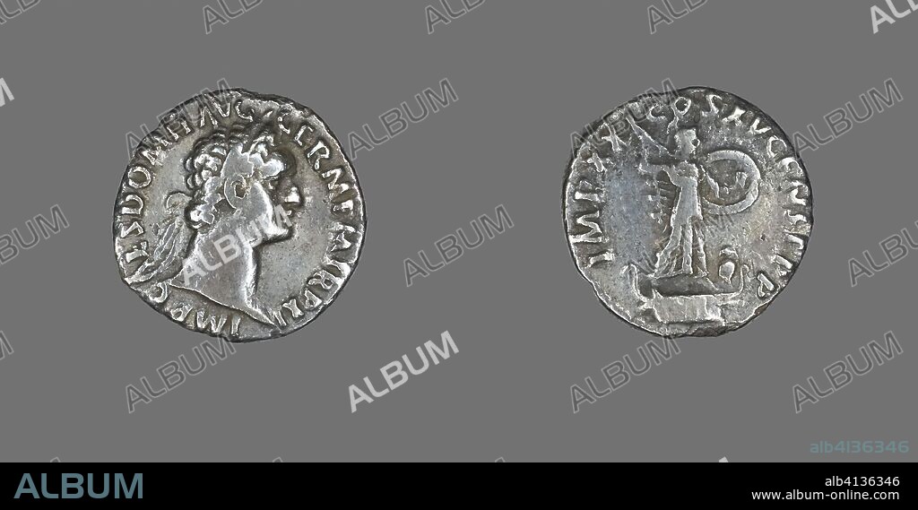 ANCIENT ROMAN. Denarius (Coin) Portraying Emperor Domitian. Roman, minted in Rome. Date: 91 AD. Dimensions: Diam. 1.8 cm; 2.80 g. Silver. Origin: Roman Empire.