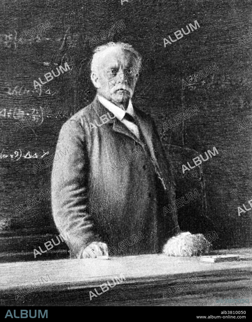 Von Helmholtz standing in front of blackboard. Hermann Ludwig Ferdinand von Helmholtz (August 31, 1821 - September 8, 1894) was a German physician and polymath. Trained in physiology, Helmholtz wrote on many topics, ranging from theoretical physics, to the age of the Earth, to the origin of the solar system. As a physiologist and psychologist he is remembered for his mathematics of the eye, theories of vision, ideas on the visual perception of space, color vision research, and on the sensation of tone, perception of sound, and empiricism. As a physicist for his theories on the conservation of energy, work in electrodynamics, chemical thermodynamics, and on a mechanical foundation of thermodynamics. As a philosopher for his philosophy of science, ideas on the relation between the laws of perception and the laws of nature, the science of esthetics, and ideas on the civilizing power of science. He died in 1894 at the age of 73.