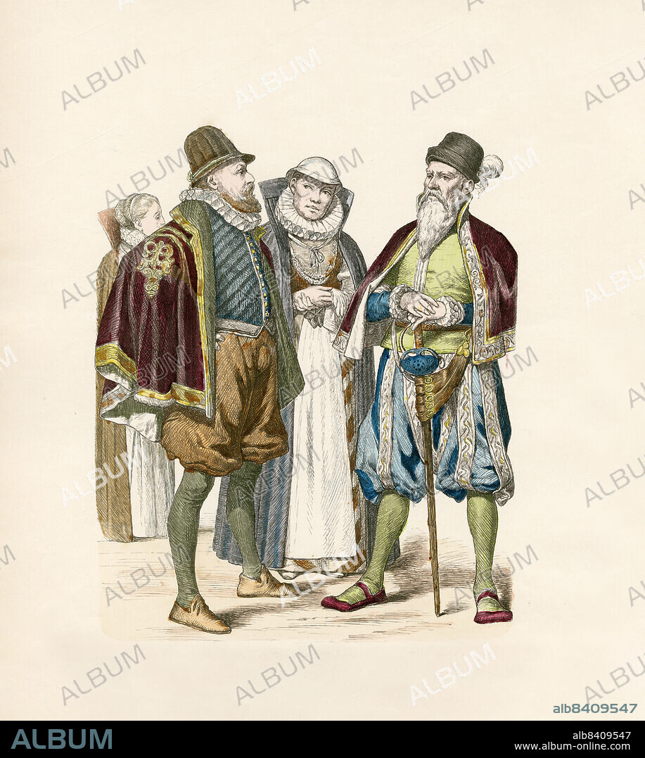 1880 Braun Costume Print 16th Century Germany Dress Councilman