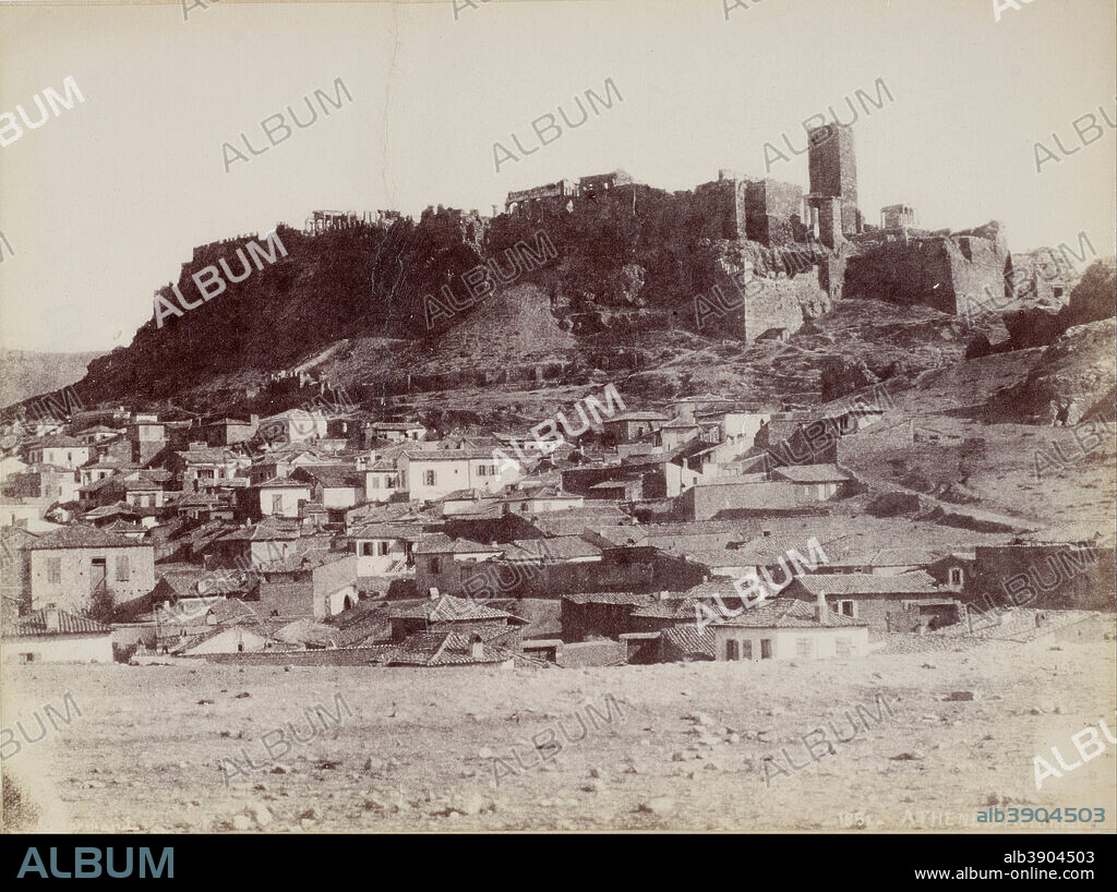 NORMAND ALFRED NICOLAS. The northwest side of the Acropolis and the surrounding area. Date/Period: 1851. Photograph. Height: 600 mm (23.62 in); Width: 500 mm (19.68 in).