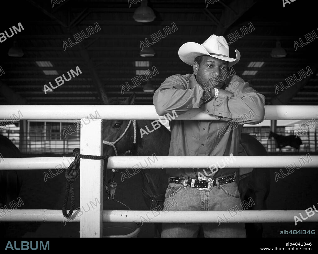 March 28, 2015, Memphis, Tennessee, USA: JAMES TAYLOR from Tulsa, OK, at the Bill Pickett Rodeo in Memphis. James has been competing as a steer wrestler for twelve years. (Credit Image: © Forest McMullin/ZUMA Wire).