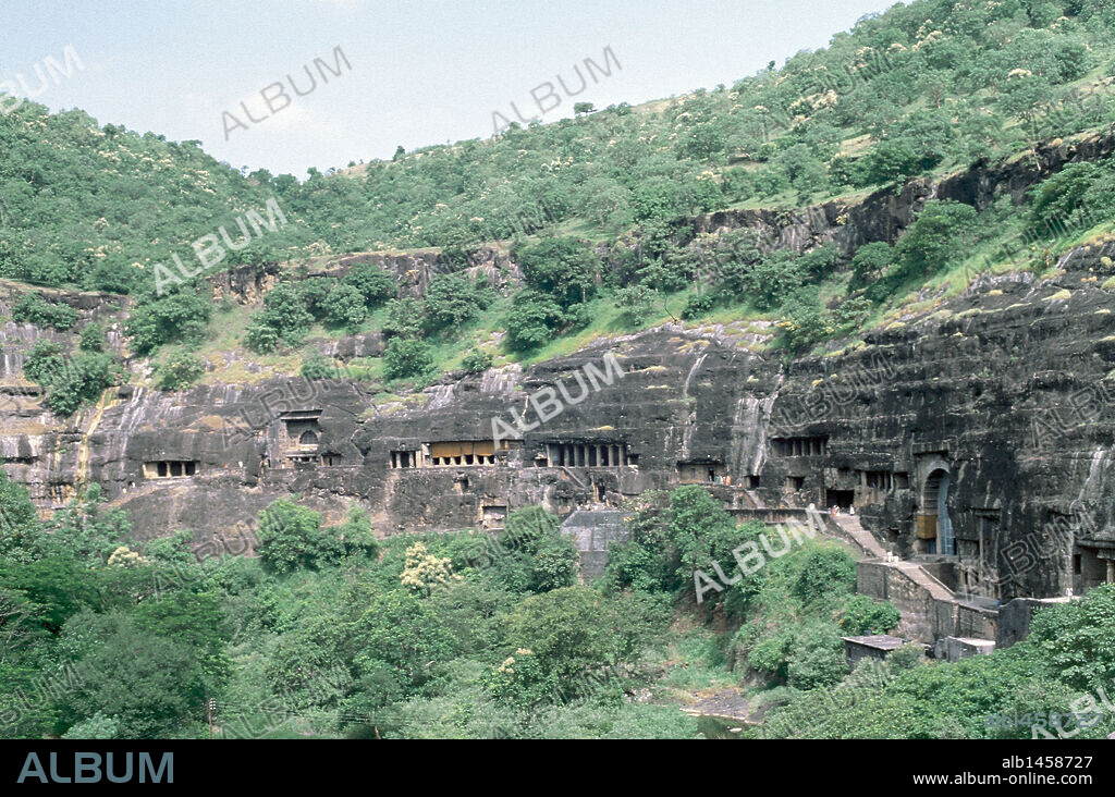 ANCIENT ART — Inside Ajanta Cave 26, Maharashtra, India. The art...