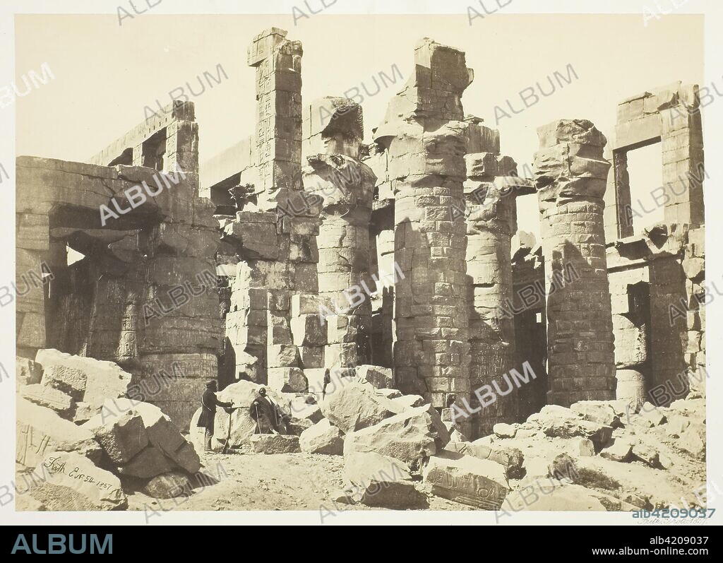 Hall of Columns. Francis Frith; English, 1822-1898. Date: 1857. Dimensions: 16.3 × 22.7 cm (image/paper); 31.6 × 43.4 cm (mount). Albumen print. Origin: England.