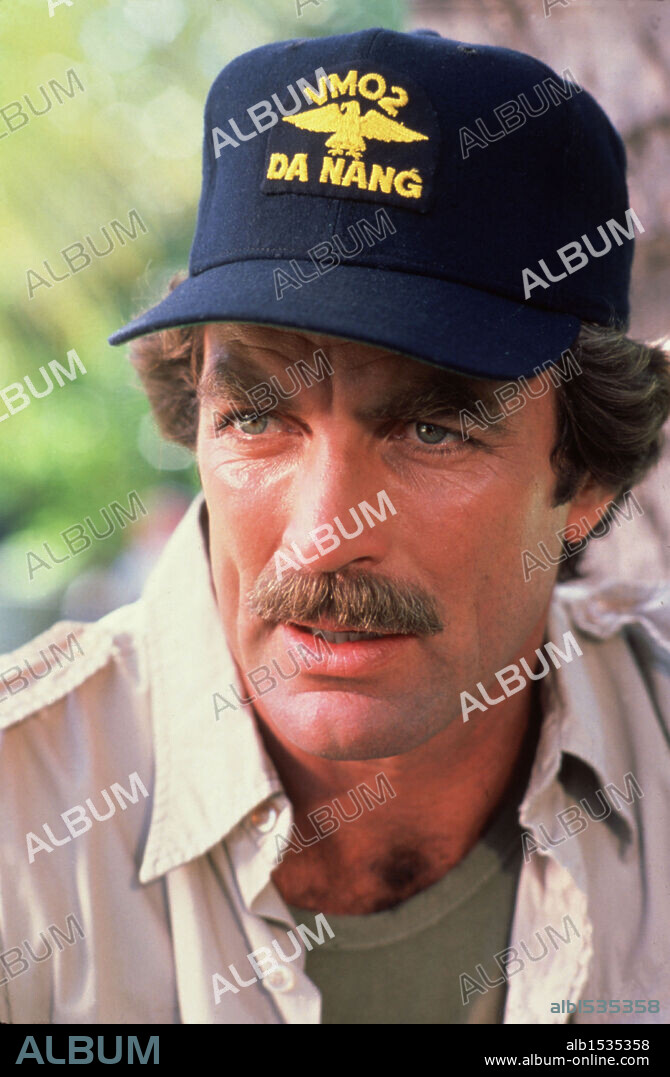 TOM SELLECK in MAGNUM, P. I., 1980. Copyright UNIVERSAL TV.