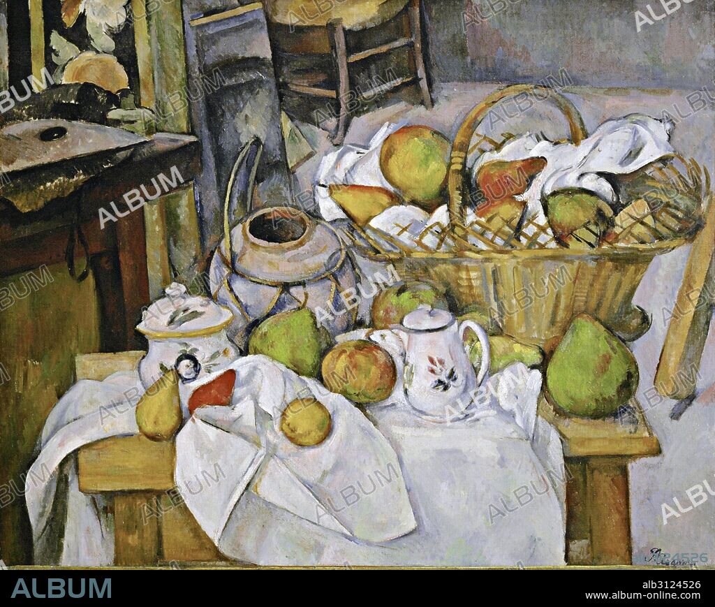 PAUL CÉZANNE. Naturaleza muerta con cesto de fruta, 1888-90.