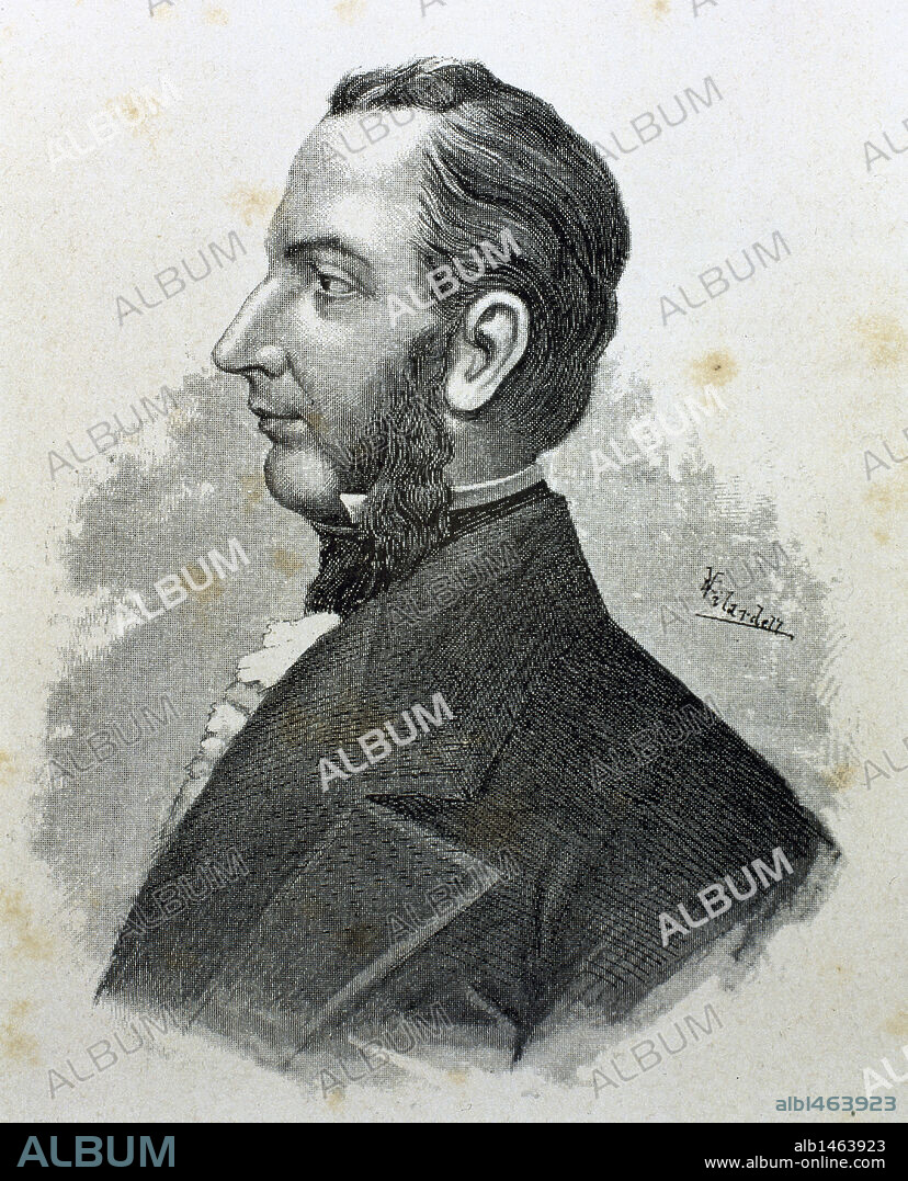 MORAZAN, Francisco (1792-1842). Político hondureño. Presidente de las Provincias Unidas de Centroamérica en 1829. Grabado de "Americanos Célebres" (1888) .