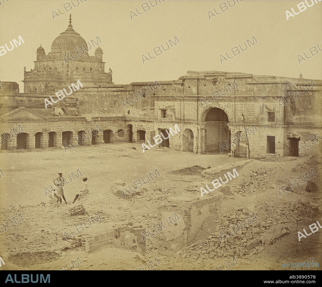 FELICE BEATO. [Lesser Court of the Residency Occupied by Cavalry]. Date/Period: 1858. Print. Albumen silver. Height: 246 mm (9.68 in); Width: 294 mm (11.57 in).