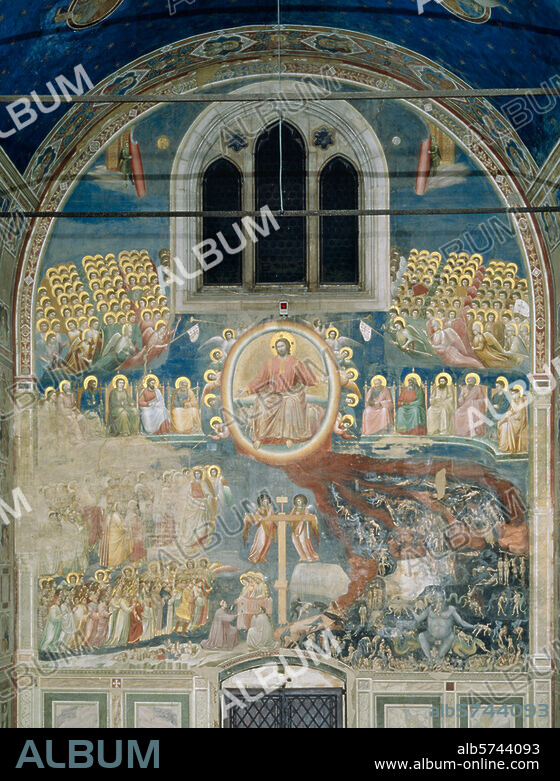 Giotto di Bondone vers 1266-1337, et atelier. "Le Jugement dernier", vers 1303/06. Fresque, H. 10; L. 8,4. Padoue, Chapelle Scrovegni (dite aussi Chapelle de l'Arena), paroi ouest.