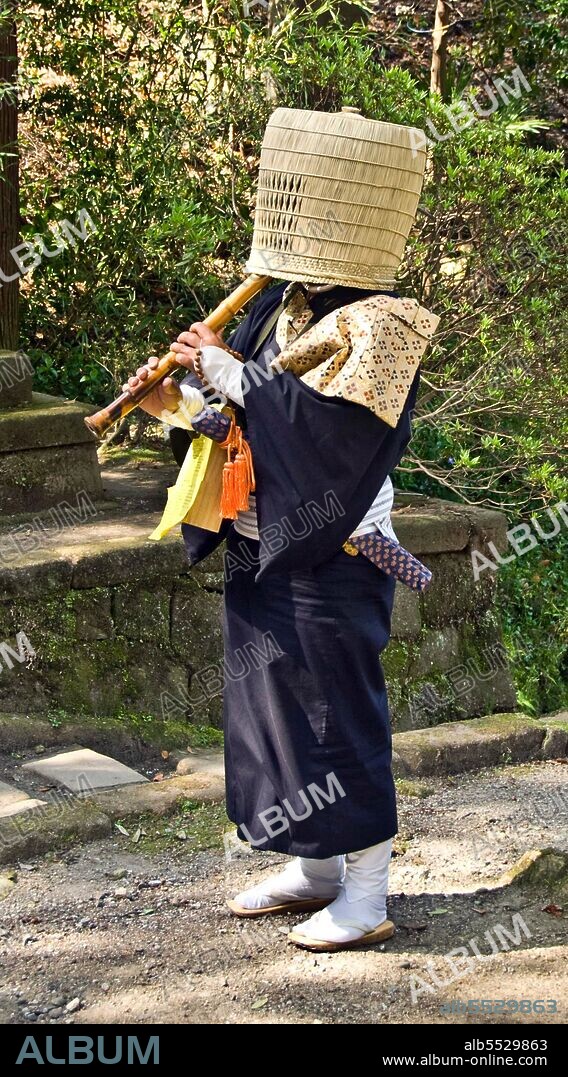 The komuso (??? komuso, Hiragana ????; also romanized komusou or komuso) were a group of Japanese mendicant monks of the Fuke school of Zen Buddhism who flourished during the Edo period of 1600-1868. Komuso were characterized by a straw basket (a sedge or reed hood named a tengai or tengui) worn on the head, manifesting the absence of specific ego. They were also known for playing solo pieces on the shakuhachi (a type of Japanese bamboo flute). These pieces, called honkyoku ('original pieces') were played during a meditative practice called suizen, for alms, as a method of attaining enlightenment, and as a healing modality. The Japanese government introduced reforms after the Edo period, abolishing the Fuke sect. Records of the musical repertoire survived, and are being revived in the 21st century.