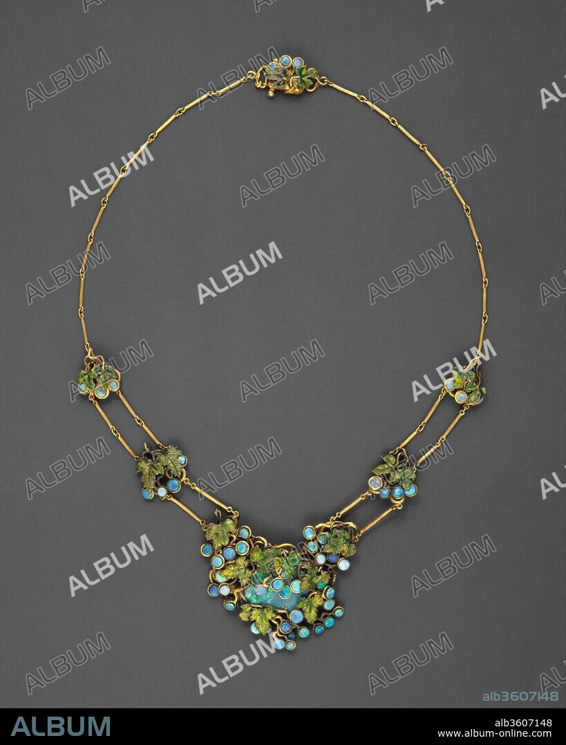 Necklace. Culture: American. Dimensions: L. 18 in. (45.7 cm). Maker: Louis  Comfort Tiffany (American, New York 1848-1933 New York). Date: ca. 1904.  This necklace, composed of grape clusters and leaves, is one