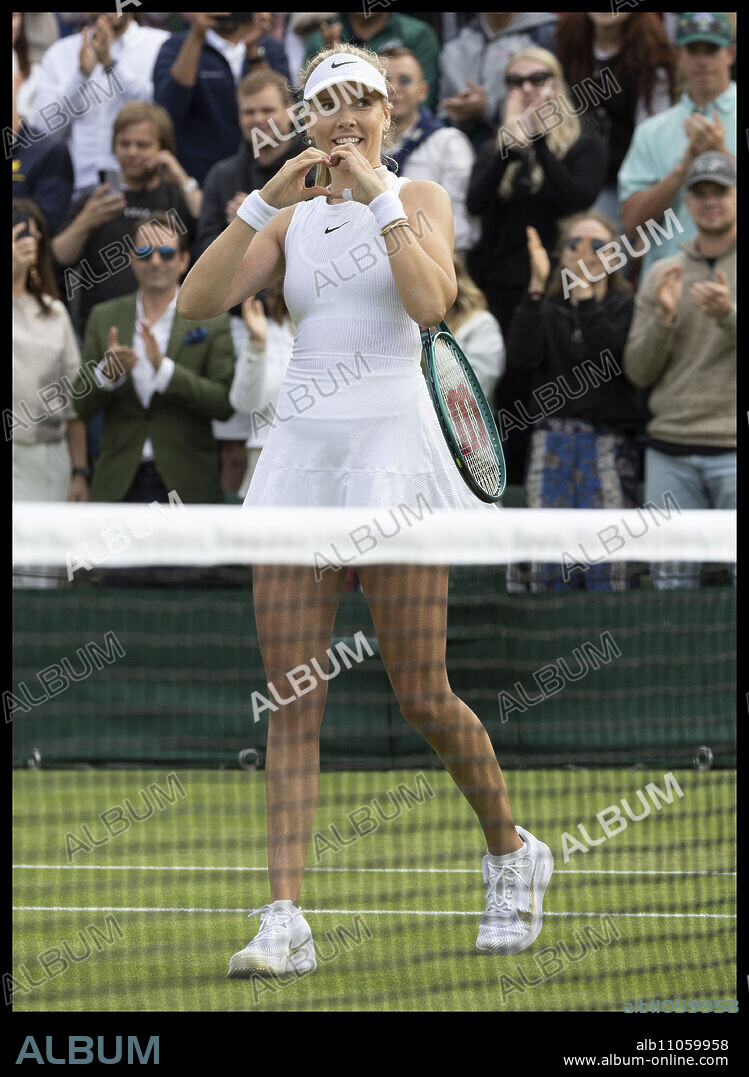 July 3, 2024, London, London, United Kingdom: Katie Boulter celebrates after winning her first round match on day two of the Wimbledon Tennis Championships in London. (Credit Image: © Stephen Lock/i-Images via ZUMA Press).