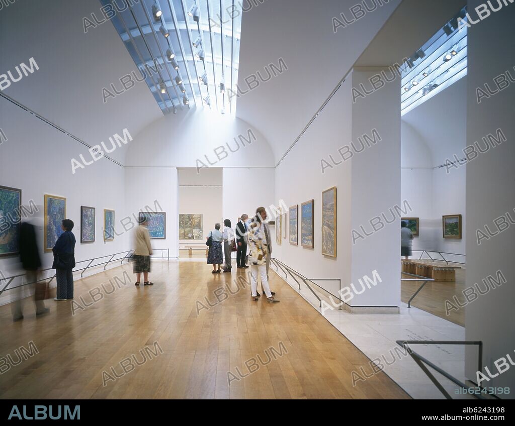 SACKLER GALLERIES ROYAL ACADEMY OF ARTS (1991) Sackler galleries royal academy of arts landscape view into barrel vaulted gallery space with people- three rooms visible..