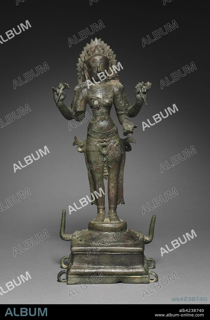 Kali, 900s-1000s. South India, Tamil Nadu, Chola period (900-13th century). Bronze; overall: 46.7 x 20.4 x 15.4 cm (18 3/8 x 8 1/16 x 6 1/16 in.); base: 11.4 x 15.2 cm (4 1/2 x 6 in.).