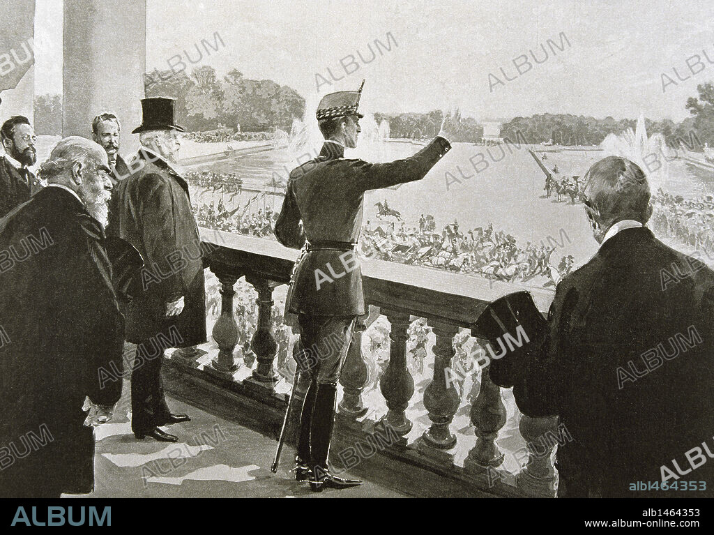 ALFONSO XIII (1886-1941). Rey de España (1886-1931). 'ALFONSO XIII EN VERSALLES'. 'L'Illustration' (año 1905) .