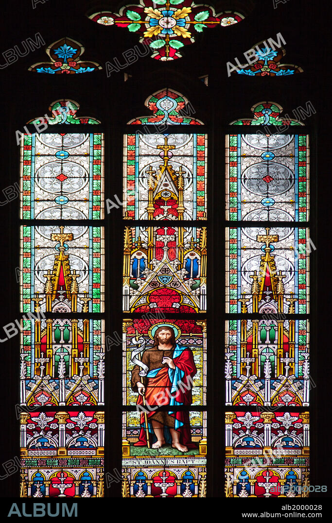 Prague, St. Vitus Cathedral, Stained Glass Window, St. John the Baptist. Prague, St. Vitus Cathedral, Stained Glass Window, St. John the Baptist.