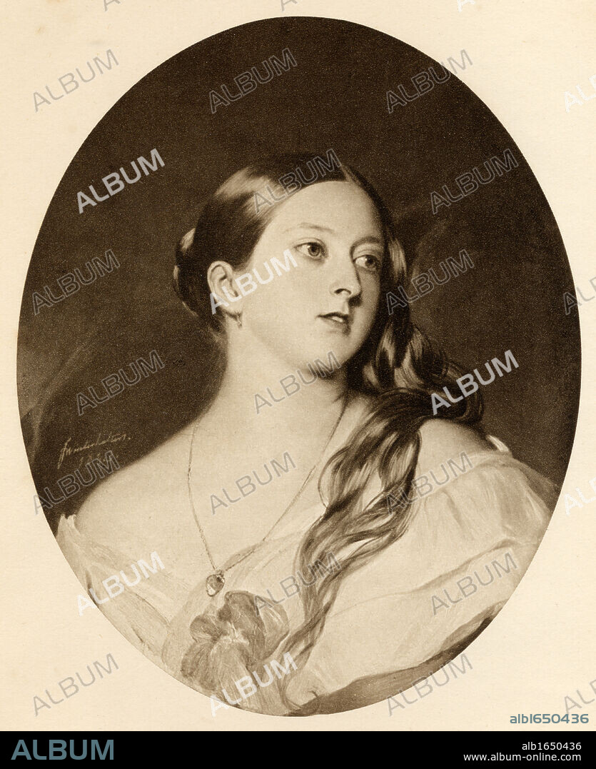 Queen Victoria 1819-1901 Princess Alexandrina Victoria of Saxe-Coburg in 1843 From the picture by F. Winterhalter. From the book "The Letters of Queen Victoria 1844-1853 Vol II"published 1907.