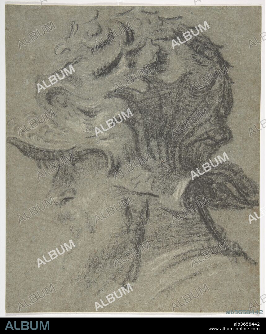 Study of a Bearded Man Wearing the Helmet of Guidobaldo II della Rovere, Duke of Urbino. Artist: Anonymous, Italian, Venetian, 16th century. Dimensions: 10 3/16 x 8 7/16in. (25.8 x 21.5cm). Date: 1536-40.