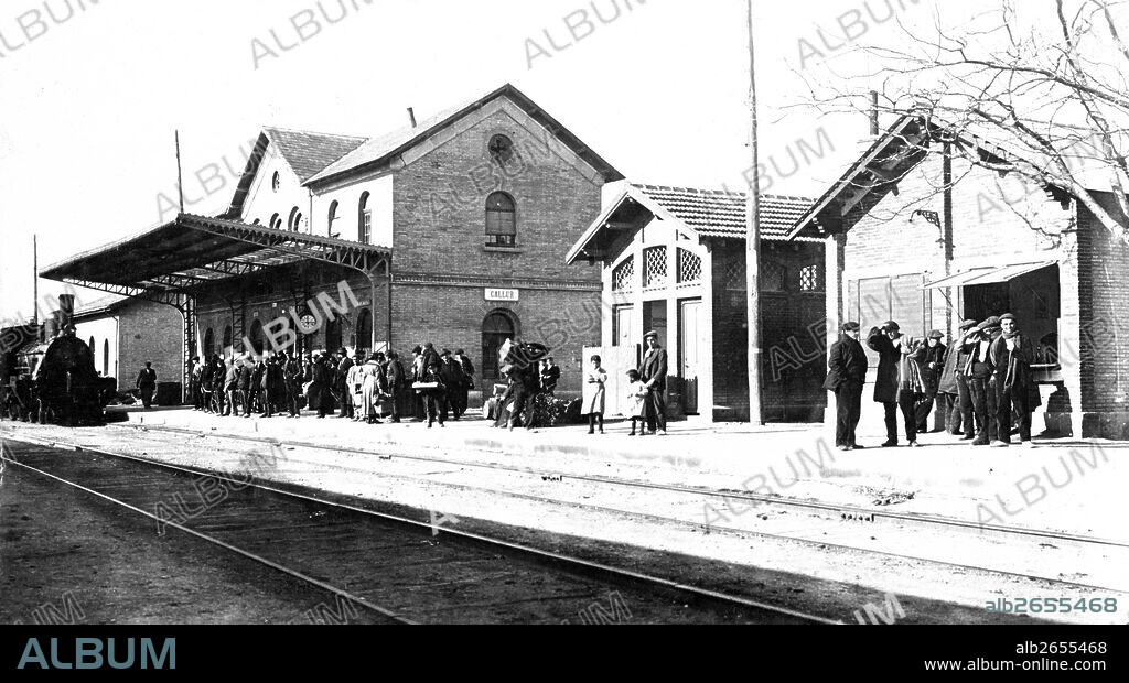 Estacion del Norte en Gallur, provincia de Zaragoza, años 1910.