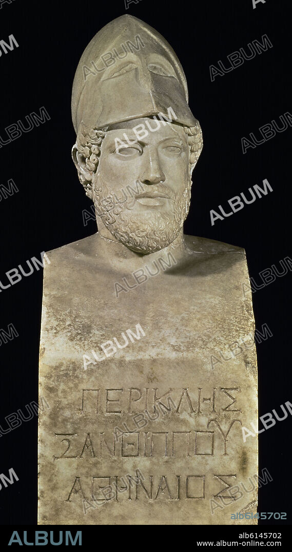 KRESILAS. Bust of Pericles (495 B.C. - 429 B.C.). Rome, Vatican Museum.