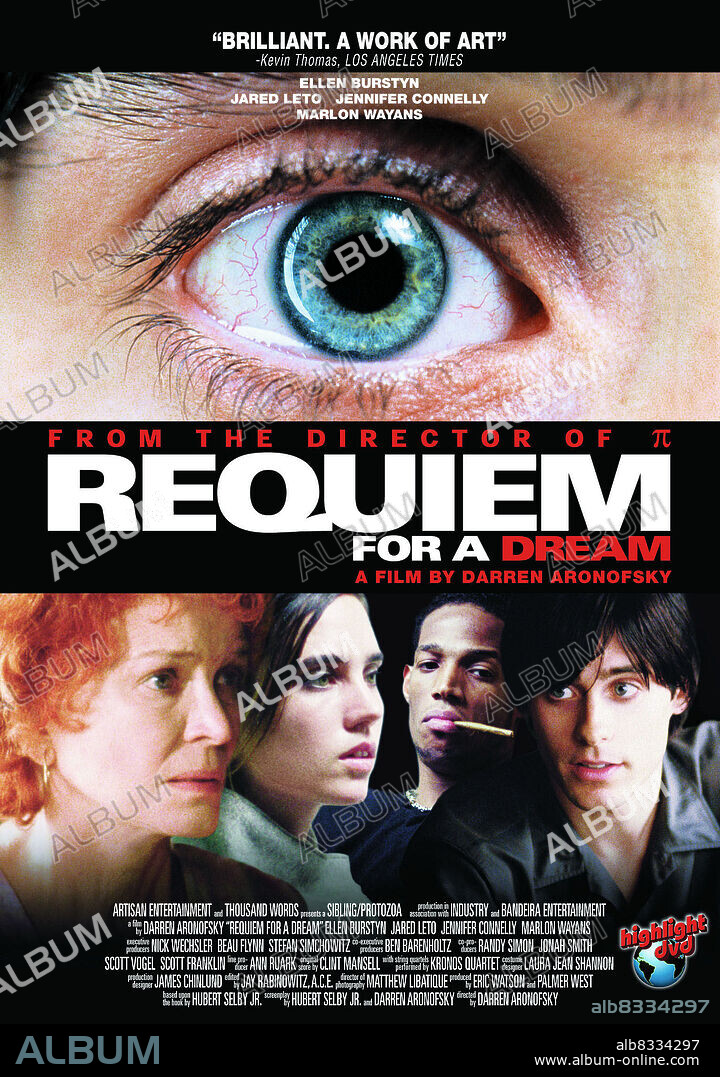 Poster of REQUIEM FOR A DREAM, 2000, directed by DARREN ARONOFSKY. Copyright ARTISAN ENTERTAINMENT.