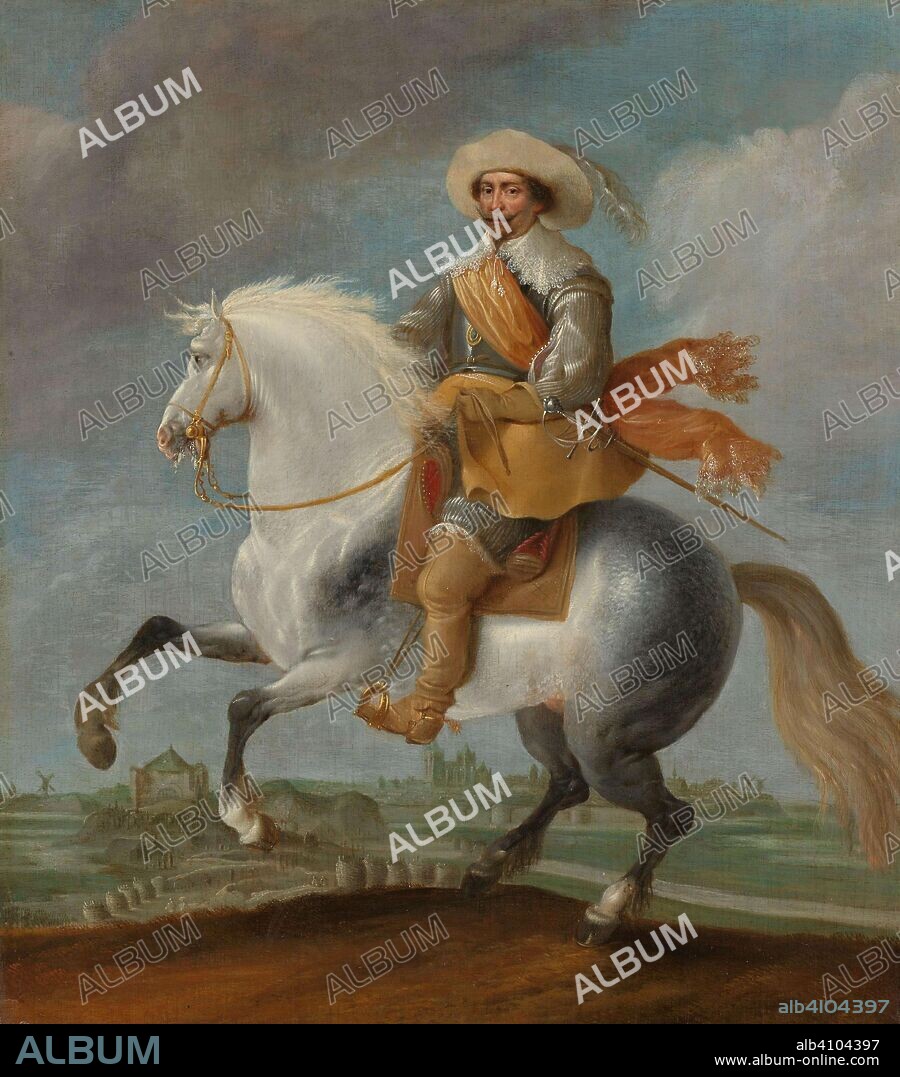 PAUWELS VAN HILLEGAERT. Prince Frederik Hendrik on Horseback outside the Fortifications of 's -Hertogenbosch, 1629. Dating: c. 1632 - c. 1635. Measurements: support: h 38 cm × w 33.5 cm.