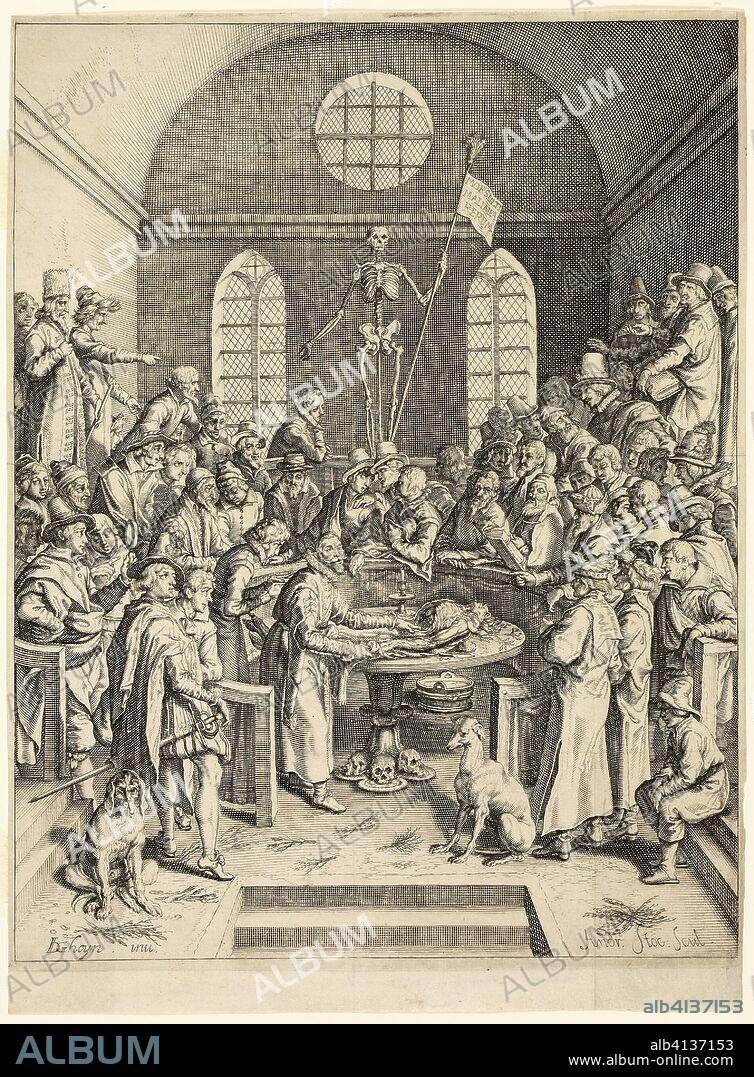 JACOB DE GHEYN II. The Anatomical Lesson of Professor Pauw. Andries Stock (Dutch, c. 1580-after 1648); after Jacques de Gheyn II (Dutch, 1565-1629). Date: 1615. Dimensions: 285 x 221 mm (image); 305 x 221 mm (sheet). Engraving on ivory laid paper. Origin: Netherlands.