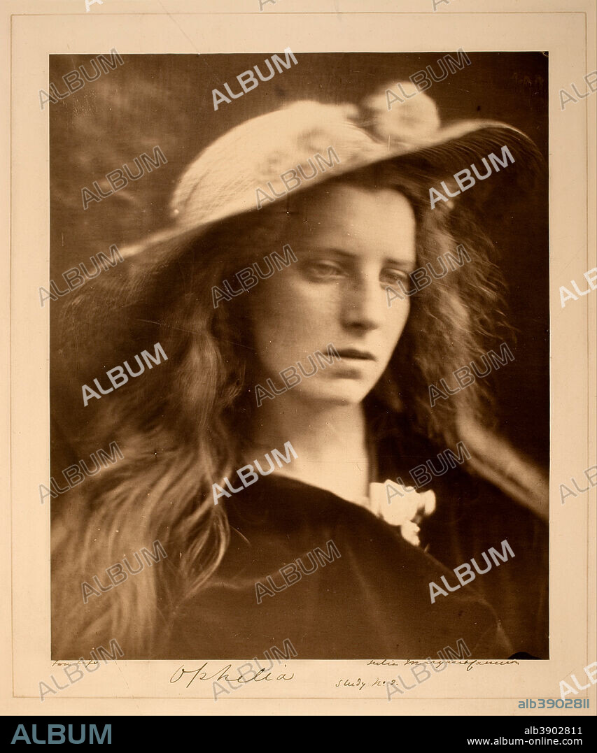 JULIA MARGARET CAMERON. Ophelia Study No. 2. Date/Period: 1867. Albumen print. Width: 27 cm. Height: 33 cm (Image).