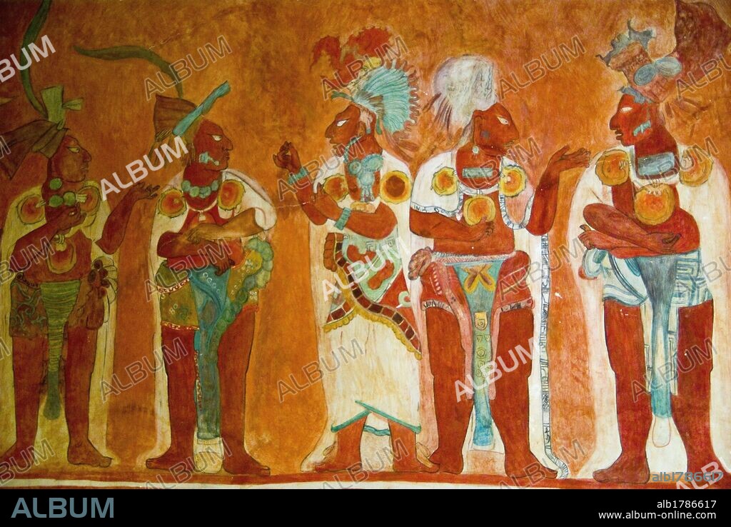 Mexico.Mexico city.National Museum of Antropology.Maya culture.Painting of Bonampak.