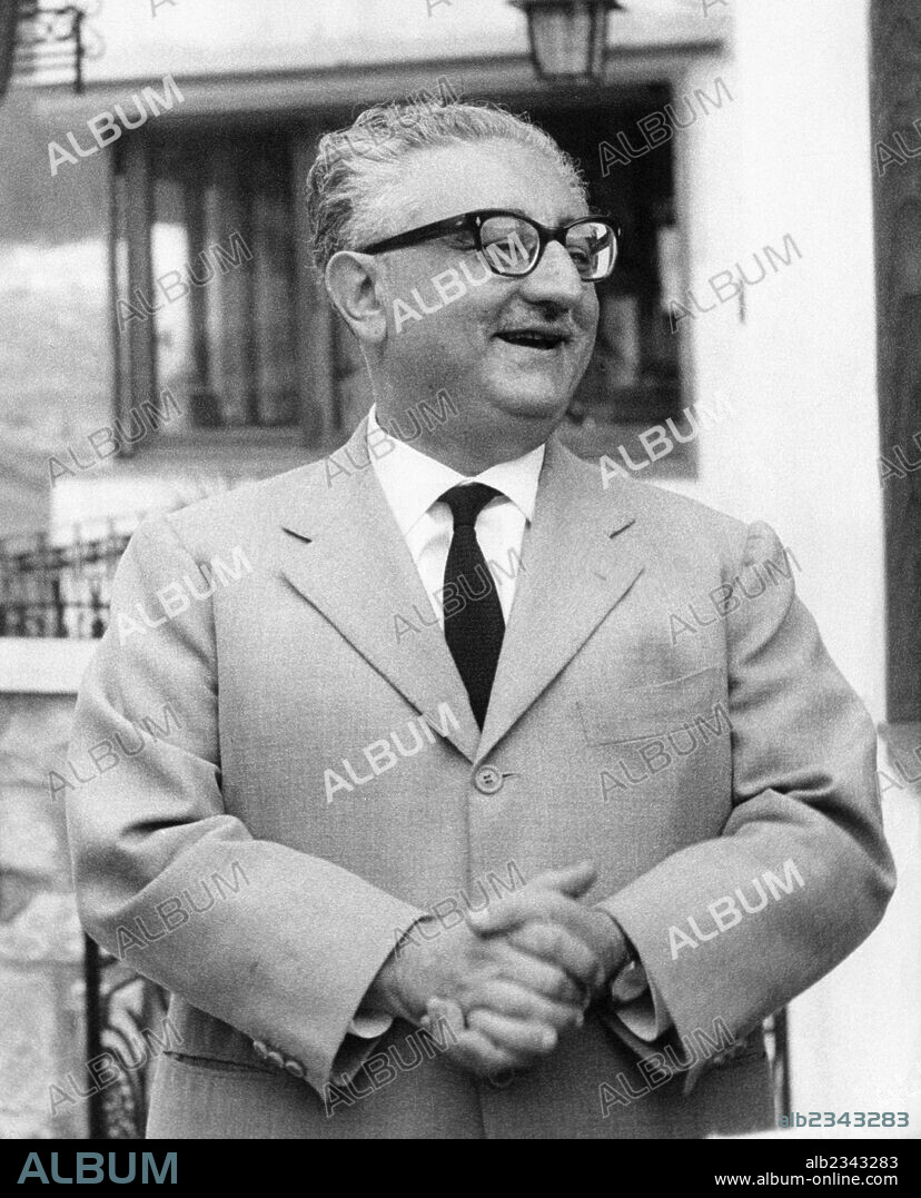 Portrait of Giovanni Leone smiling in Roccaraso. Portrait of Italian senator and future President of the Italian Republic Giovanni Leone smiling. Roccaraso, 1962.