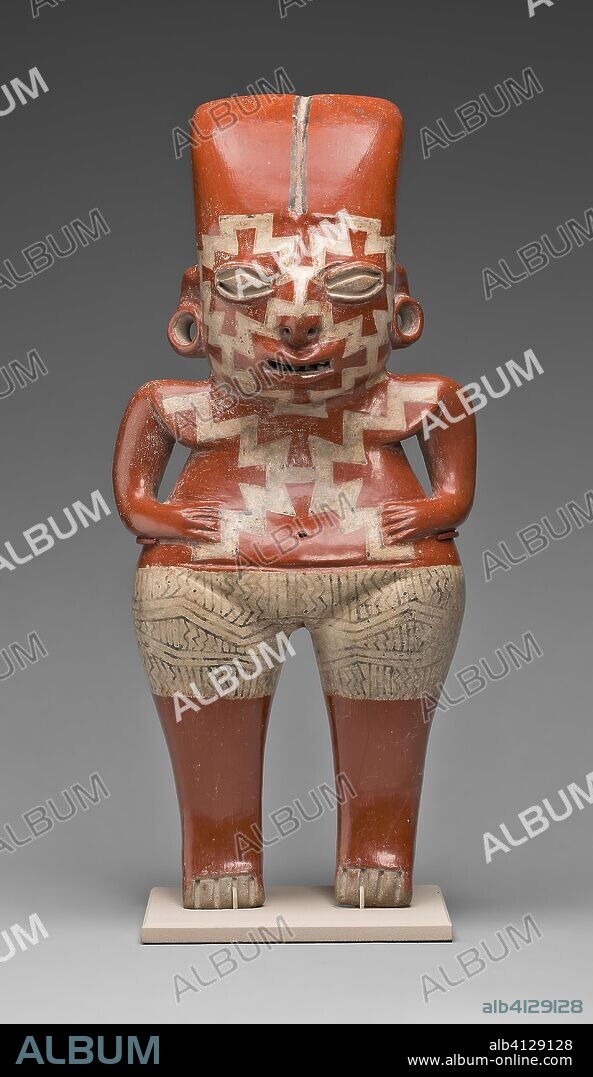 TEOTIHUACAN. Female Figure with Bold, Geometric Face and Body Paint. Chupícuaro; Guanajuato or Michoacán, Mexico. Date: 200 BC-100 BC. Dimensions: 44.8 × 20 × 8.7 cm (17 5/8 × 7 7/8 × 3 7/16 in.). Terracotta and pigmented slip. Origin: Mexico.