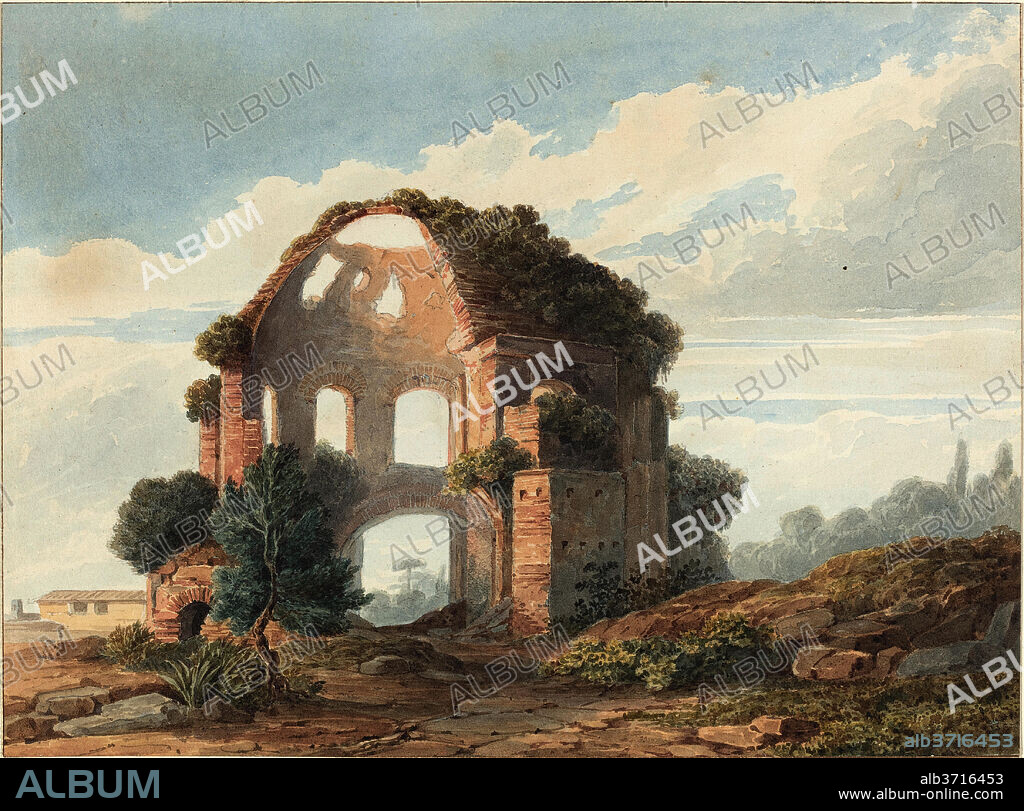 FRENCH 18TH CENTURY. The Temple of Minerva Medica. Dimensions: overall: 18.5 x 25 cm (7 5/16 x 9 13/16 in.). Medium: watercolor with graphite on paper.