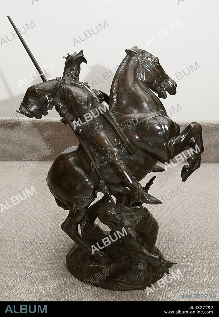 Saint George Slaying the Dragon, 1871, Emmanuel Frémiet, French, 1824-1910, France, Bronze, 49.9 × 26.7 × 22.2 cm (20 1/16 × 10 1/2 × 8 3/4 in.).