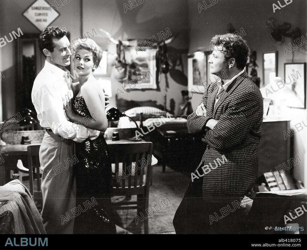 BRIAN KEITH, GUY MADISON and KIM NOVAK in 5 AGAINST THE HOUSE, 1955, directed by PHIL KARLSON. Copyright COLUMBIA PICTURES.