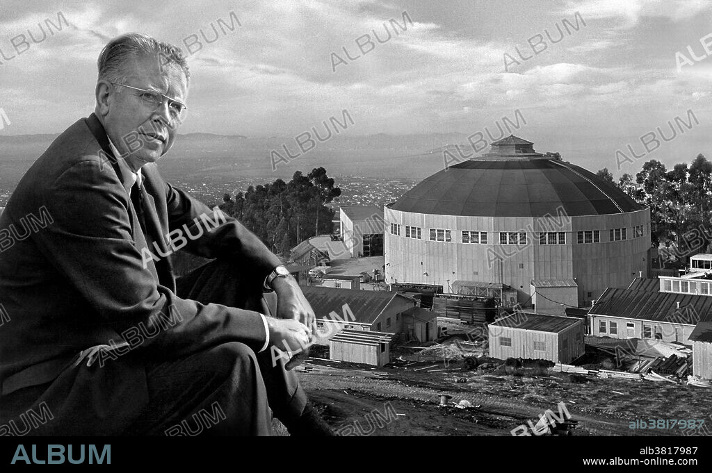 Lawrence atop the hill above his greatest achievement - the construction and operation of the 184 inch cyclotron. The same historic dome now houses the Advanced Light Source. Ernest Orlando Lawrence (August 8, 1901 - August 27, 1958) was an American physicist and Nobel Laureate, known for his invention, utilization, and improvement of the cyclotron atom-smasher beginning in 1929, based on his studies of the works of Rolf Wideroe, and his later work in uranium-isotope separation for the Manhattan Project. Lawrence had a long career at the University of California, Berkeley, where he became a Professor of Physics. In 1939, Lawrence was awarded the Nobel Prize in Physics for his work in inventing the cyclotron and developing its applications. After the war, Lawrence campaigned extensively for government sponsorship of large scientific programs. Lawrence was a forceful advocate of "Big Science" with its requirements for big machines and big money. He'd died in 1958 at the age of 57. After his death, the Regents of the University of California voted to rename two of the university's nuclear research sites after Lawrence: the Lawrence Livermore and Lawrence Berkeley Laboratories. Chemical element number 103, discovered at LBNL in 1961, is named "lawrencium" in his honor.