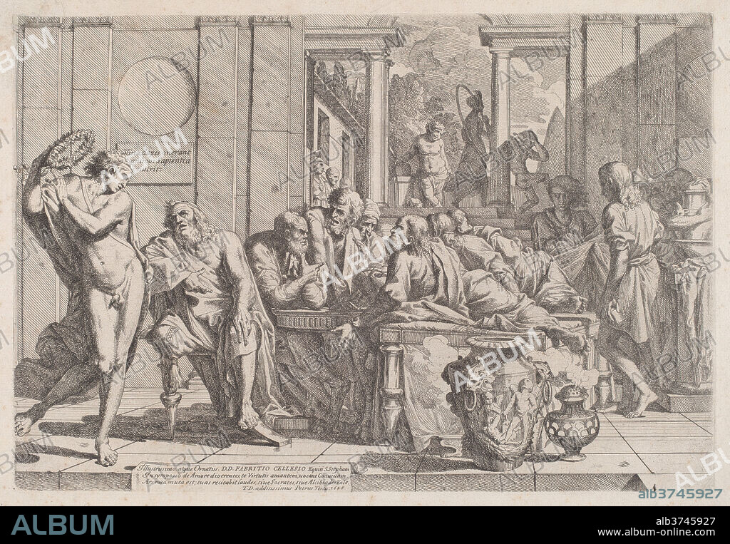 PIETRO TESTA. The Symposium. Dated: 1648. Dimensions: sheet: 31.2 × 43.6 cm (12 5/16 × 17 3/16 in.)  plate: 45.8 × 38 cm (18 1/16 × 14 15/16 in.). Medium: etching.